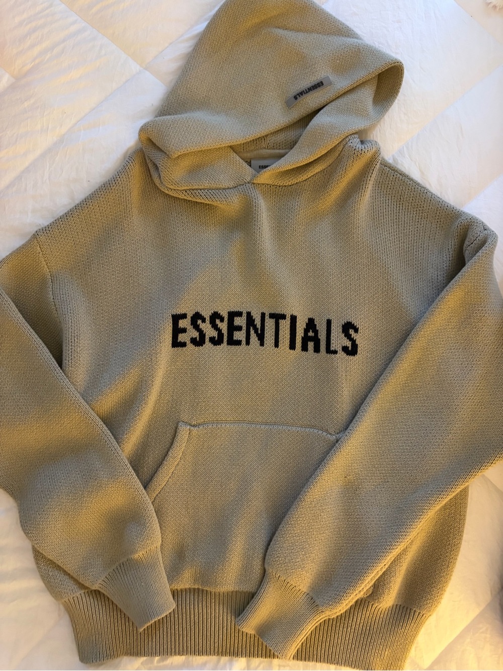 Fear of God Essentials Knit Hooded Sweater in Beige